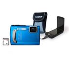 OLYMPUS TG 310 bleu+chargeur solaire+étui+SD